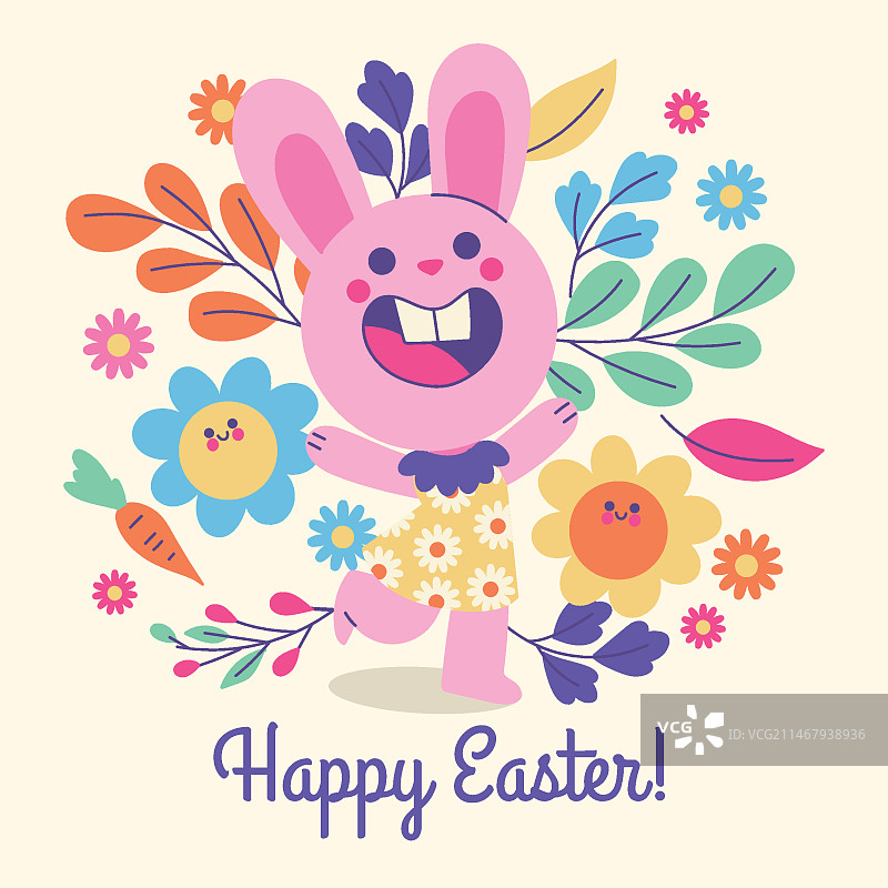 扁平风格复活节插画图片素材