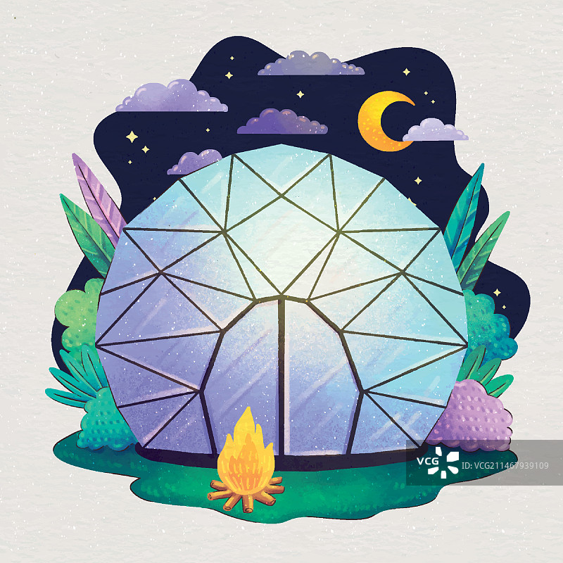 水彩野营插画图片素材