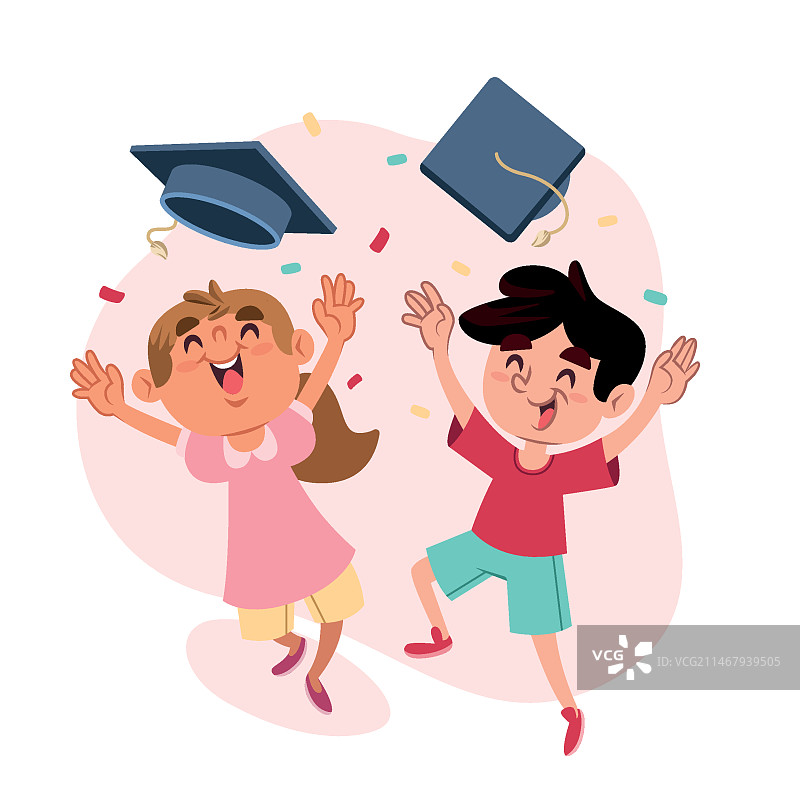 手绘风学校结束插画图片素材