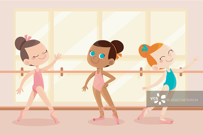 芭蕾舞者课堂插画图片素材