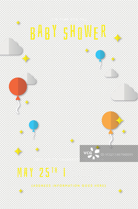 带照片的男婴欢迎派对邀请函图片素材