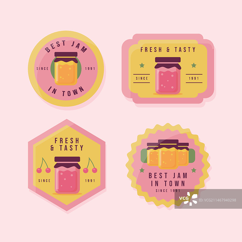 扁平风格果酱徽章合集图片素材