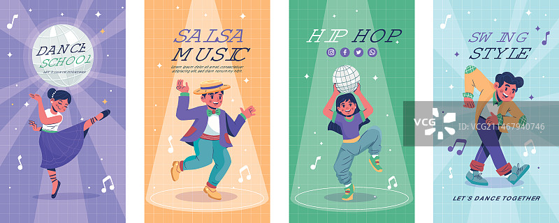 扁平风舞蹈学校Instagram快拍图片素材