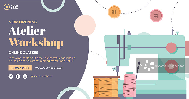 极简缝纫工作室Facebook帖子模板图片素材