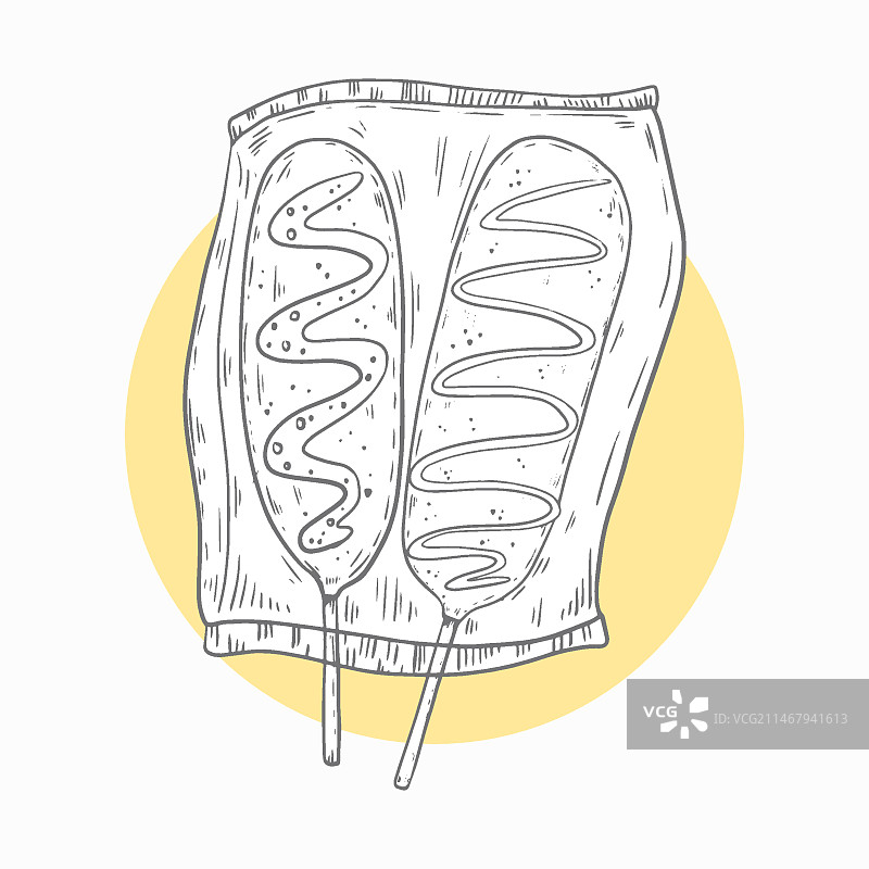 手绘玉米热狗插画图片素材