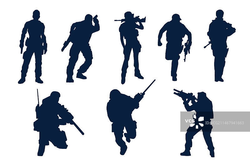 扁平风格士兵剪影图片素材