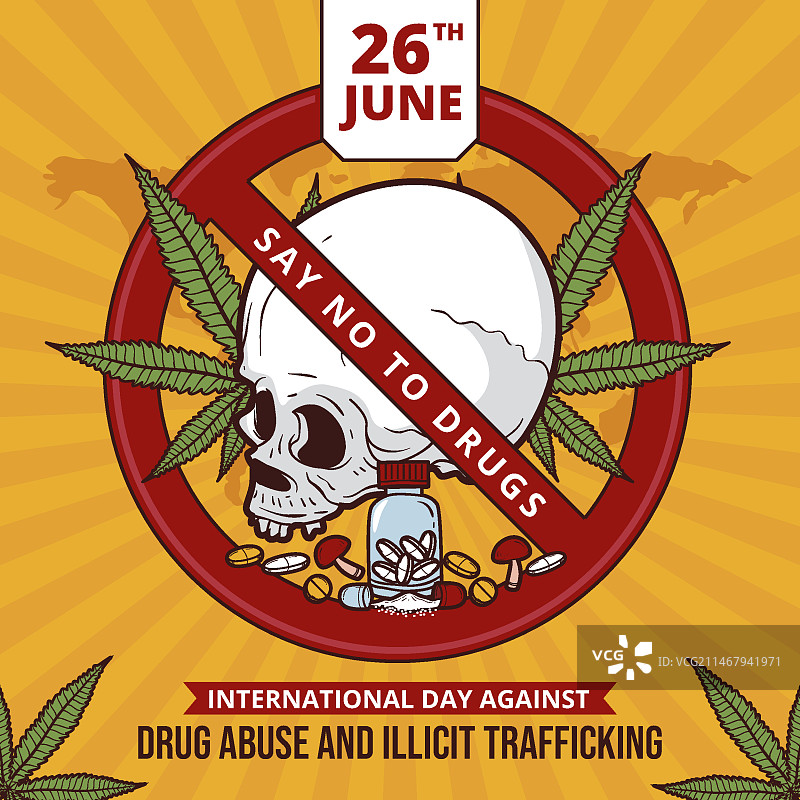 手绘国际禁毒日插画图片素材
