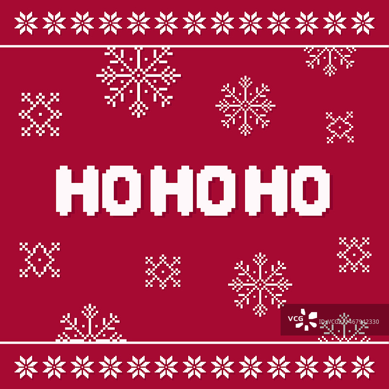 像素风圣诞节雪花贺卡图片素材