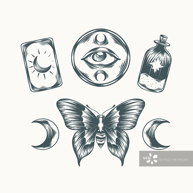 手绘波西米亚元素雕刻素材图片素材