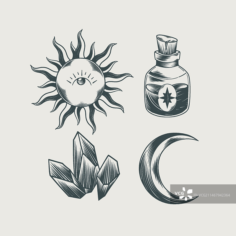 手绘波西米亚元素雕刻素材图片素材