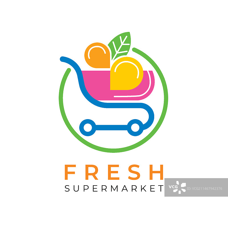 带购物手推车的超市Logo图片素材