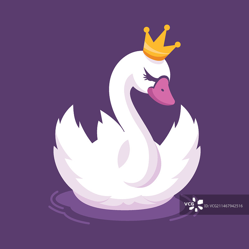 戴着皇冠的可爱天鹅公主图片素材