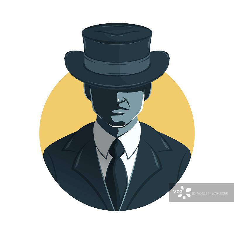 戴帽遮眼的的黑手党男人图片素材