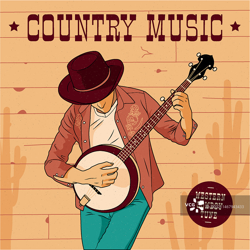 手绘乡村音乐插画图片素材