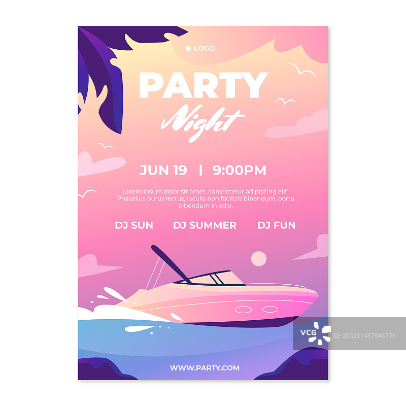 日落时水上游船派对海报模板图片素材