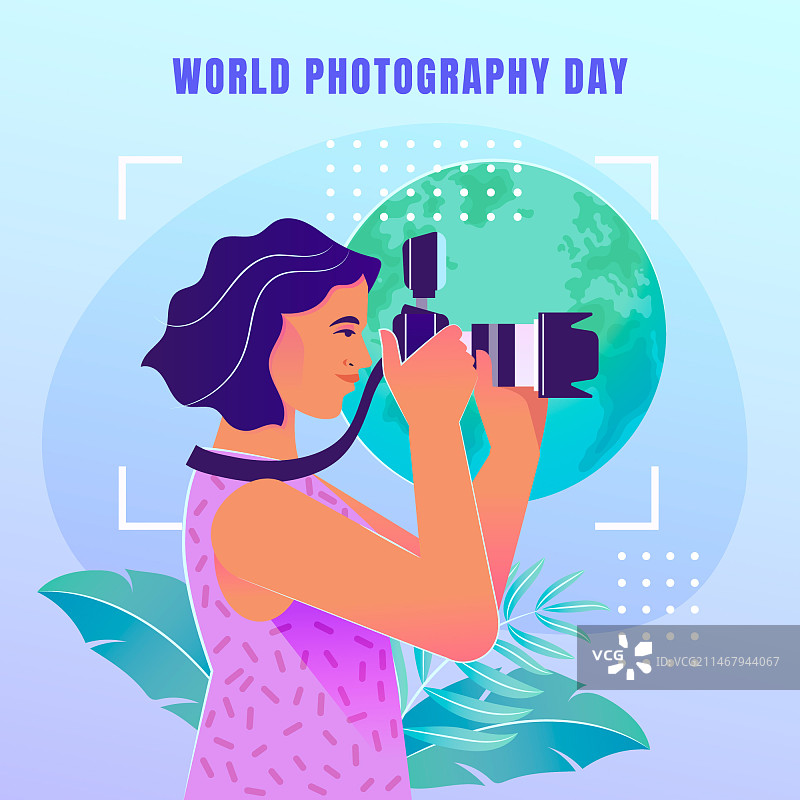 世界摄影日渐变插画图片素材