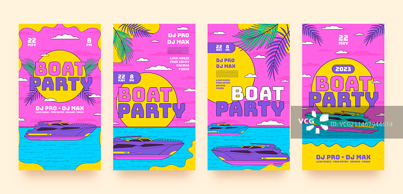 手绘船派对Instagram快拍系列图片素材