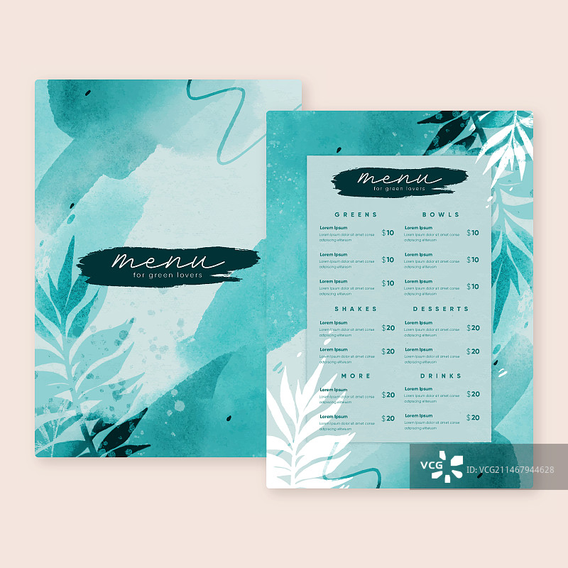 水彩健康食品餐厅菜单模板图片素材