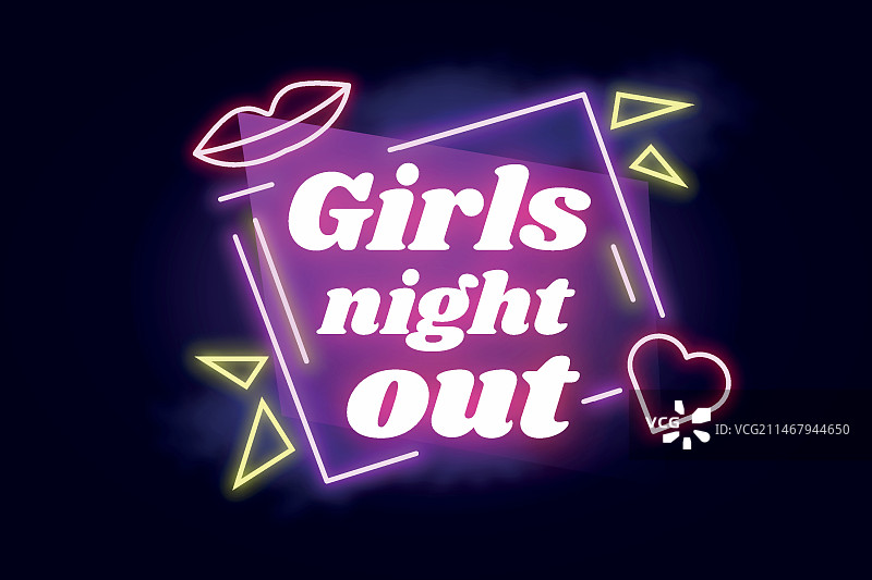 渐变霓虹女孩之夜插画图片素材