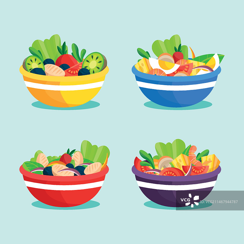 水果和沙拉碗概念图片素材