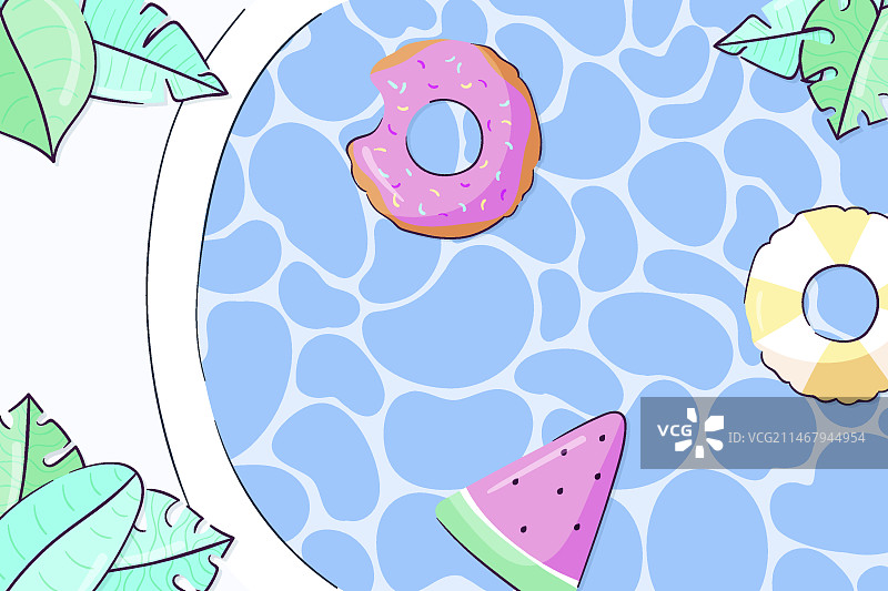 手绘游泳池背景图片素材