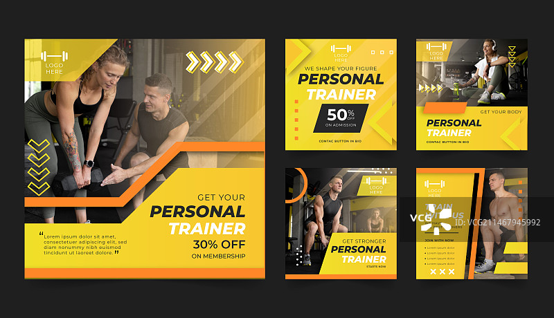 渐变风私人教练Instagram帖子图片素材