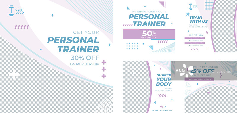 扁平风格私人教练Instagram帖子图片素材