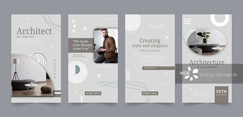 扁平风格建筑项目Instagram快拍图片素材