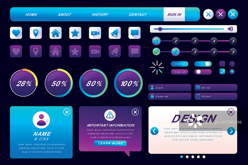 渐变UI/UX元素合集图片素材