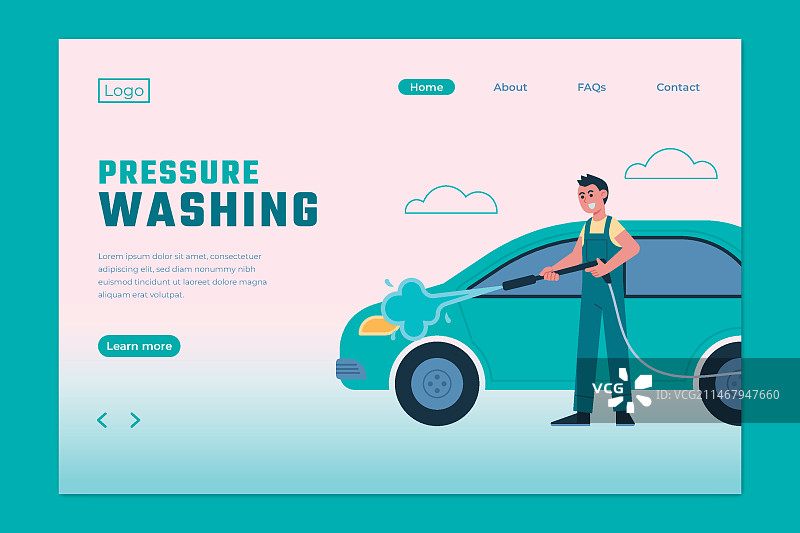 扁平风格的压力清洗着陆页模板图片素材
