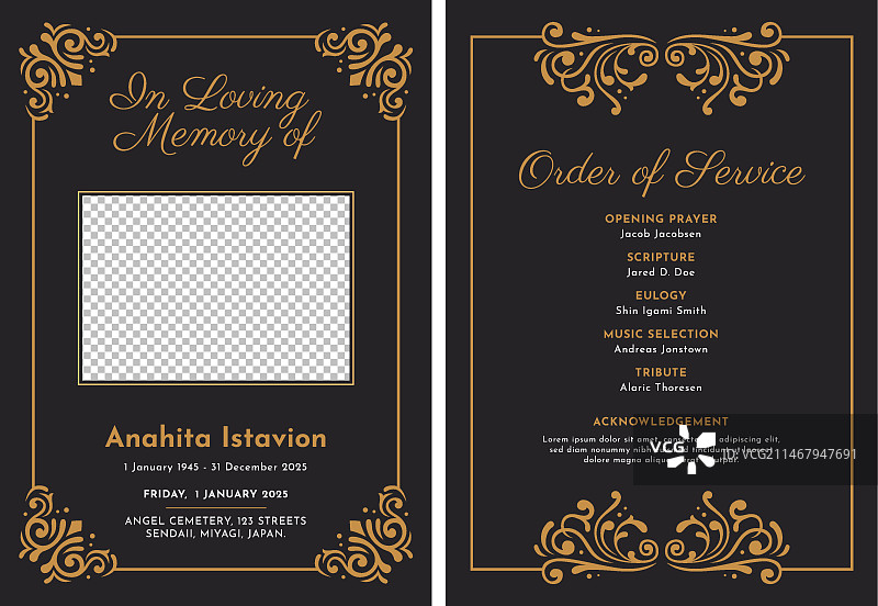 扁平风格葬礼服务流程单模板图片素材