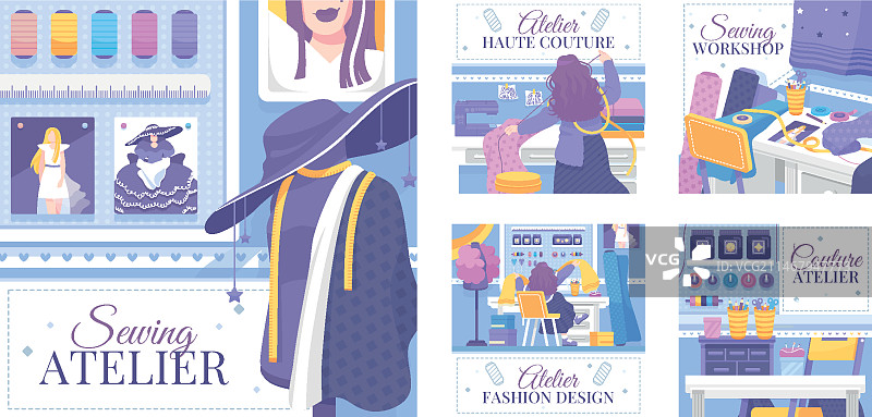 手绘缝纫工作室Instagram帖子图片素材