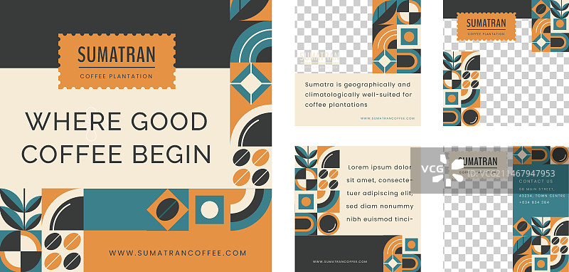 扁平风格咖啡种植园Instagram帖子图片素材