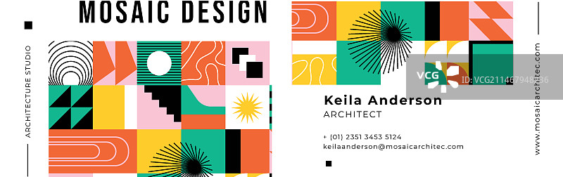 扁平马赛克商务名片模板图片素材