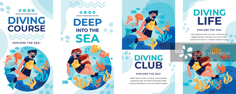 手绘潜水课程Instagram快拍图片素材