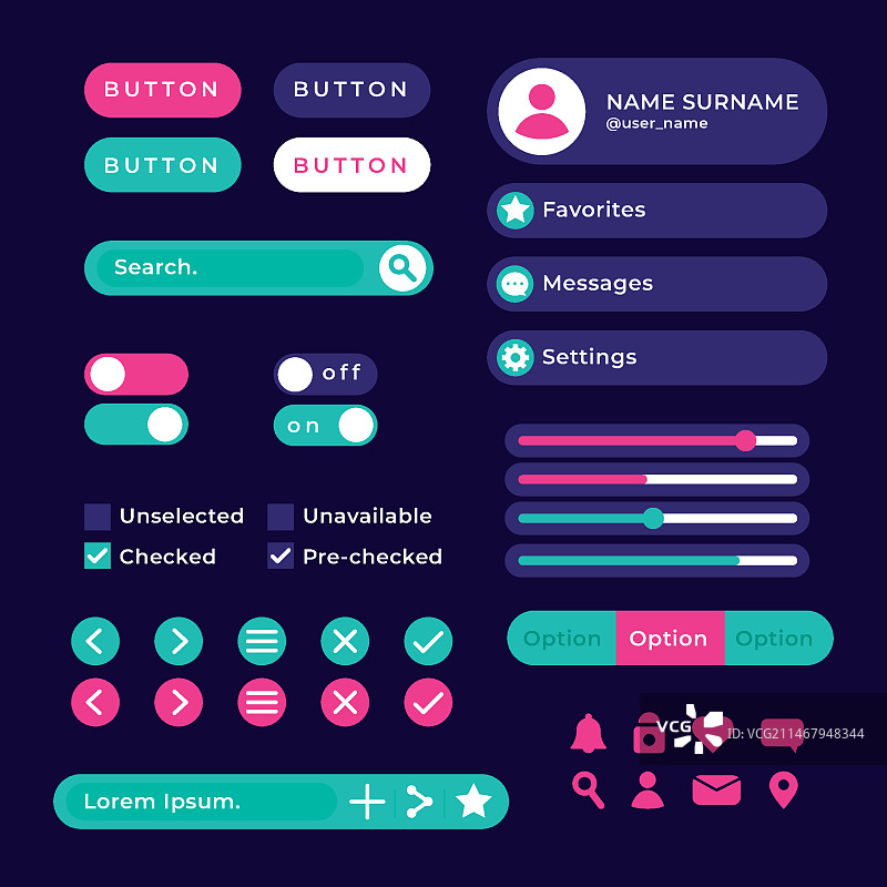 扁平风格UI UX元素包图片素材