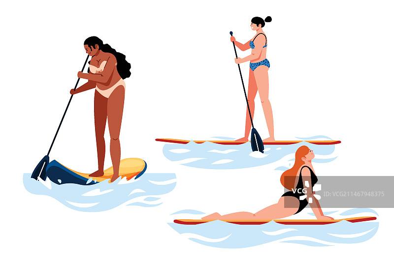 站在桨板上的人群图片素材