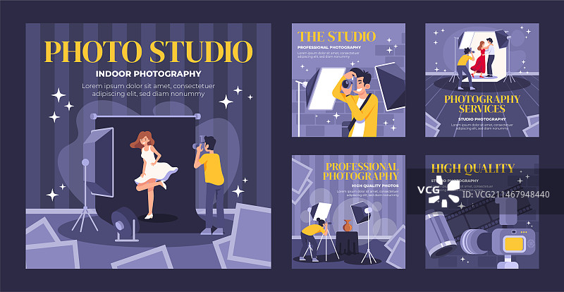 手绘摄影工作室Instagram帖子图片素材