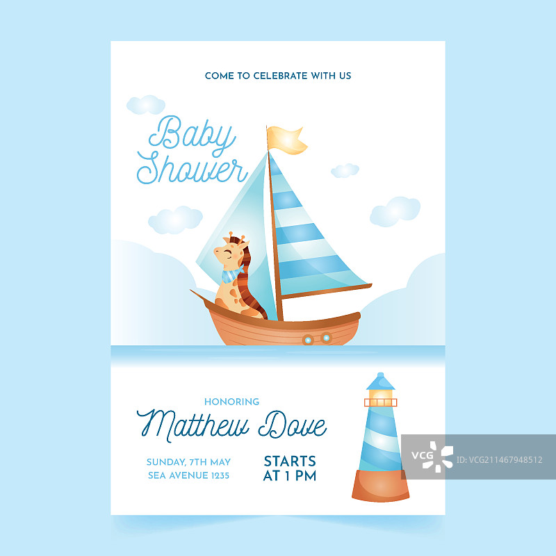 男宝宝婴儿派对邀请函模板图片素材