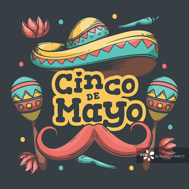 手绘墨西哥五月五日节活动图片素材