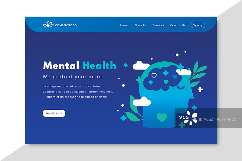 渐变色心理健康着陆页图片素材