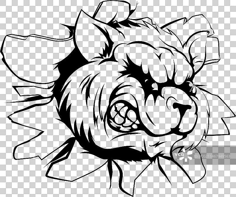 突破墙壁的浣熊吉祥物图片素材