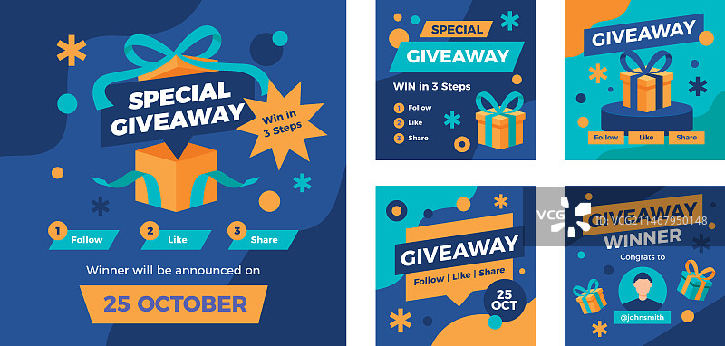 扁平风格赠品Instagram帖子模板图片素材