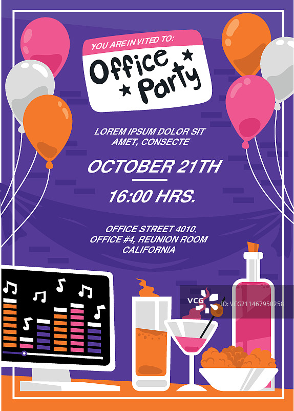 扁平风格商务派对邀请函图片素材