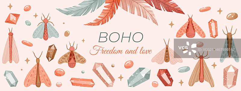 水彩波西米亚风社交媒体封面模板图片素材