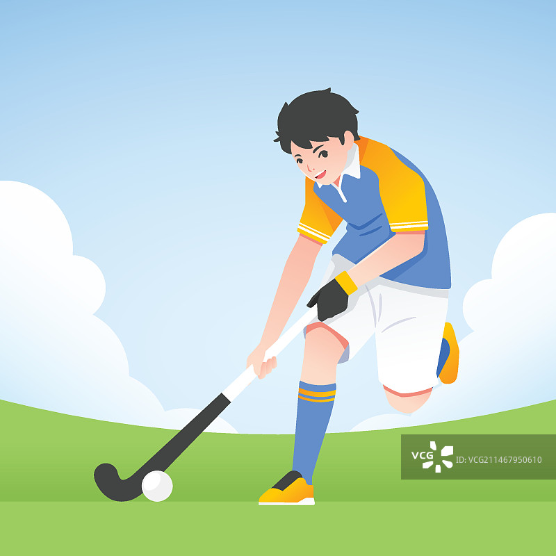 渐变曲棍球运动插画图片素材