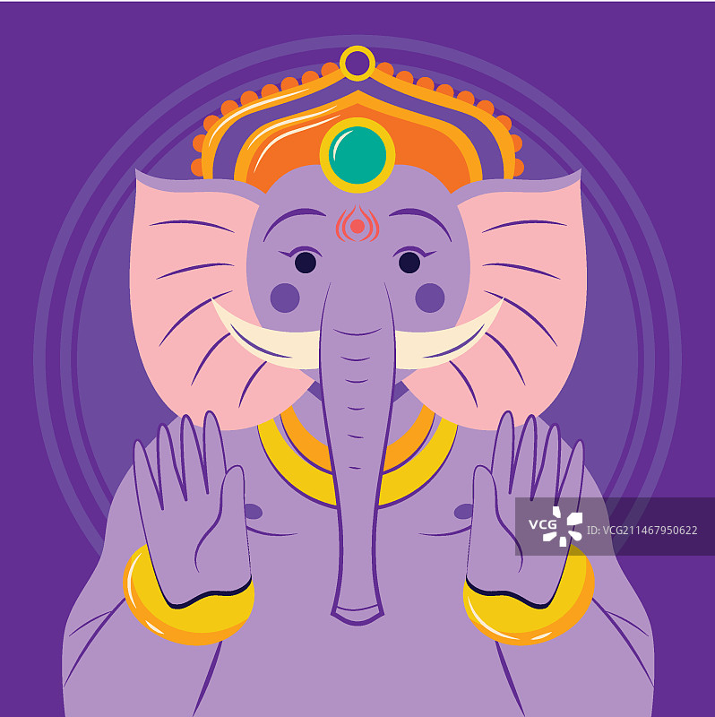 象头神节扁平插画图片素材