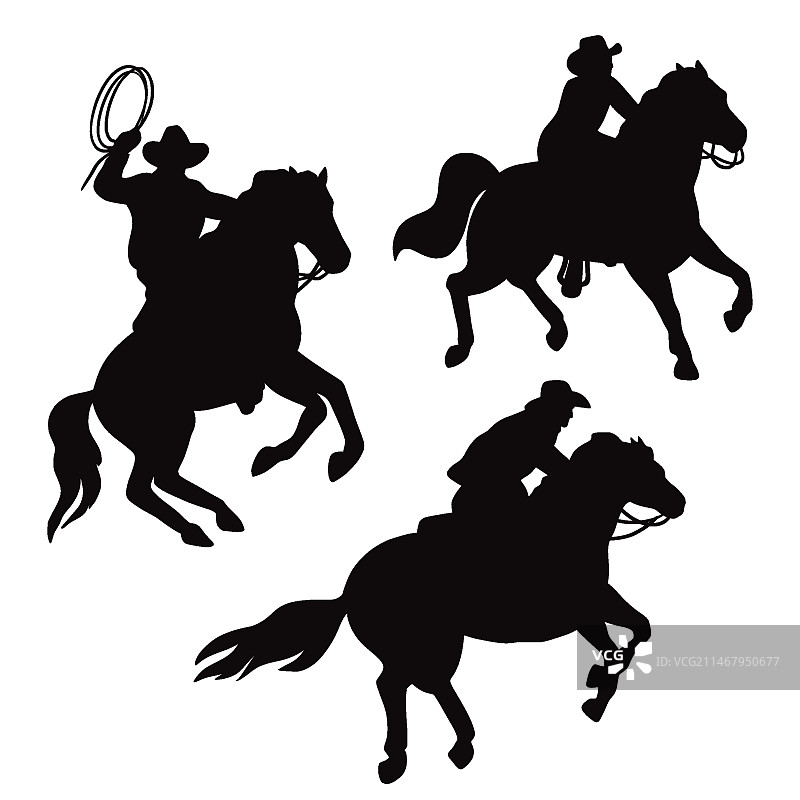 扁平风格牛仔轮廓插画图片素材