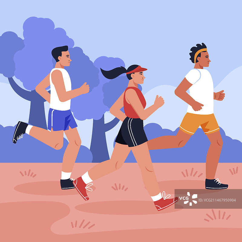 越野插画扁平风格设计图片素材