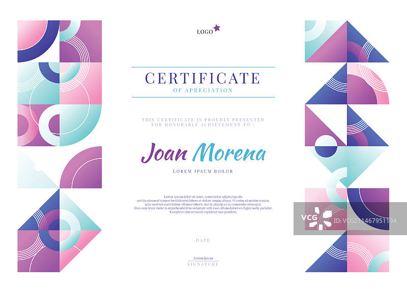 渐变马赛克证书模板图片素材